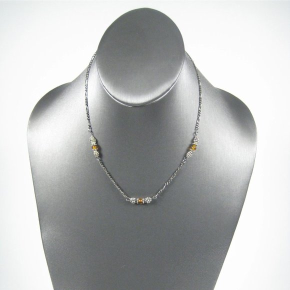 American Eagle Silvertone Chain Necklace 17 Inch Unisex Strand Beaded Jewelry - Picture 4 of 7